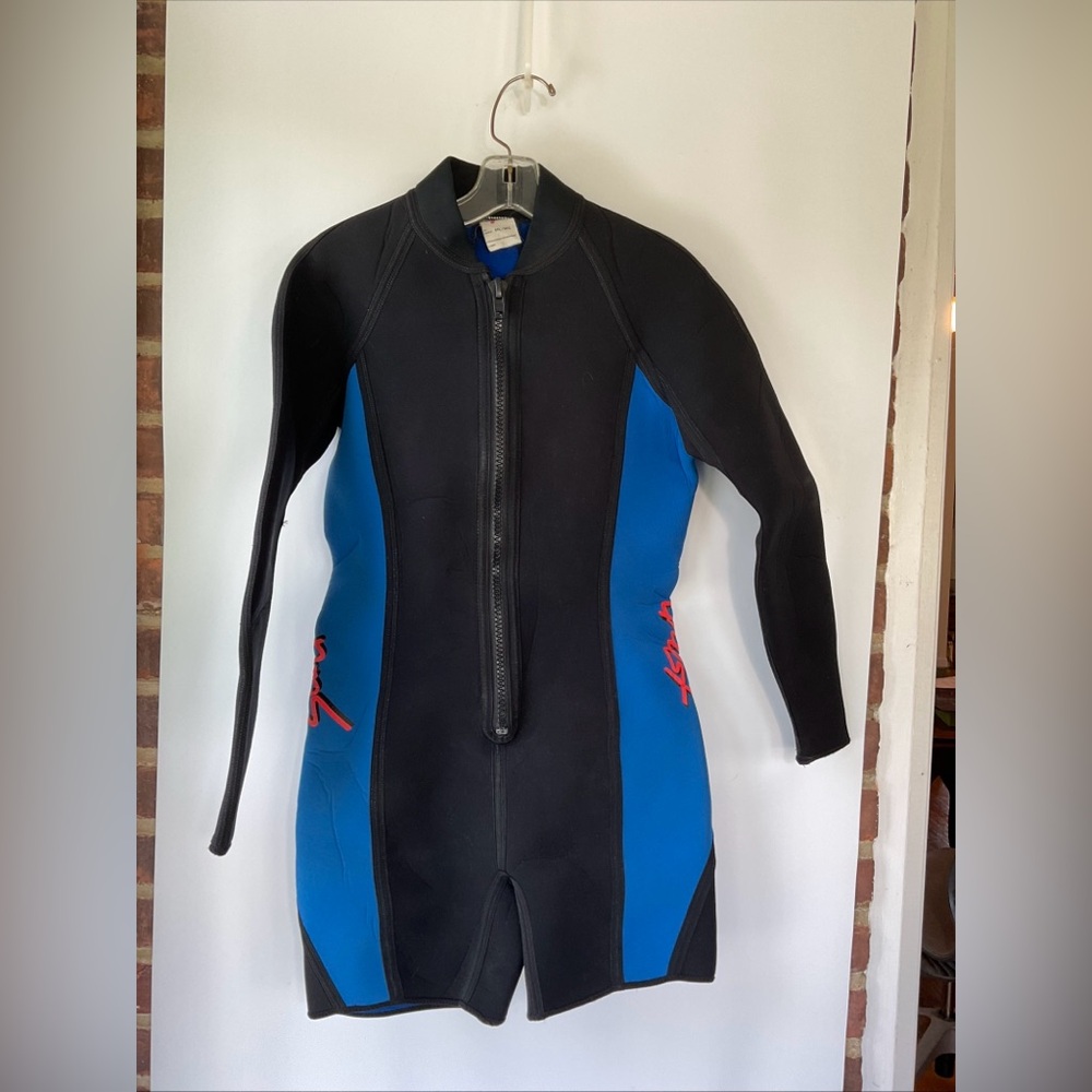 Seaquest Wetsuit Surfing Diving Front Zip Black/Blue Size ML/MG